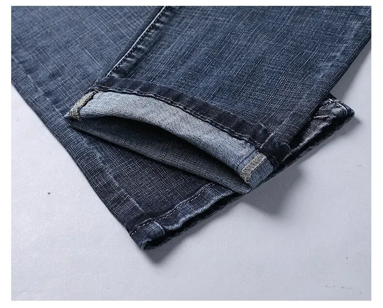Wthinlee, nuevos pantalones vaqueros de negocios para hombres, pantalones vaqueros informales rectos el&aacute;sticos a la moda, pantalones vaqueros cl&aacute;sicos azules y negros para trabajo, ropa de marca mascu