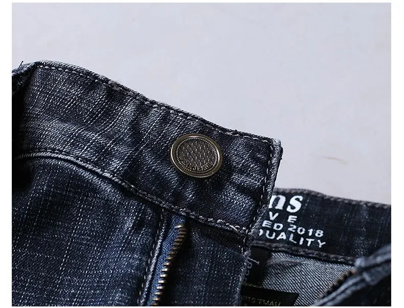 Wthinlee, nuevos pantalones vaqueros de negocios para hombres, pantalones vaqueros informales rectos el&aacute;sticos a la moda, pantalones vaqueros cl&aacute;sicos azules y negros para trabajo, ropa de marca mascu