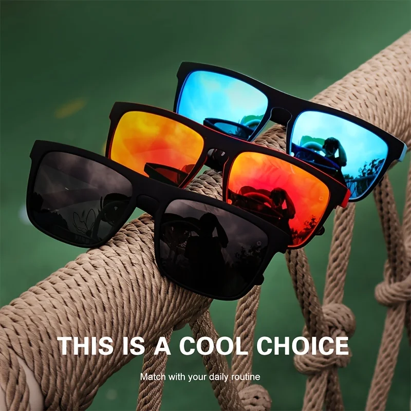 4PCSClassic Square Polarized Gafas de sol deportivas Marco de PC liviano UV400 para conducir, pescar, ciclismo Unisex Durabilidad diaria