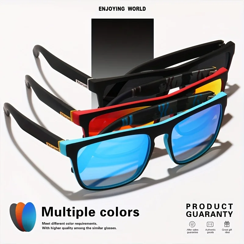 4PCSClassic Square Polarized Gafas de sol deportivas Marco de PC liviano UV400 para conducir, pescar, ciclismo Unisex Durabilidad diaria