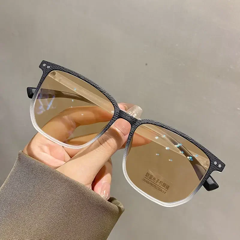 Gafas fotocrom&aacute;ticas de lujo para miop&iacute;a para mujeres y hombres, gafas para miop&iacute;a con montura cuadrada a la moda, gafas de sol terminadas para exteriores