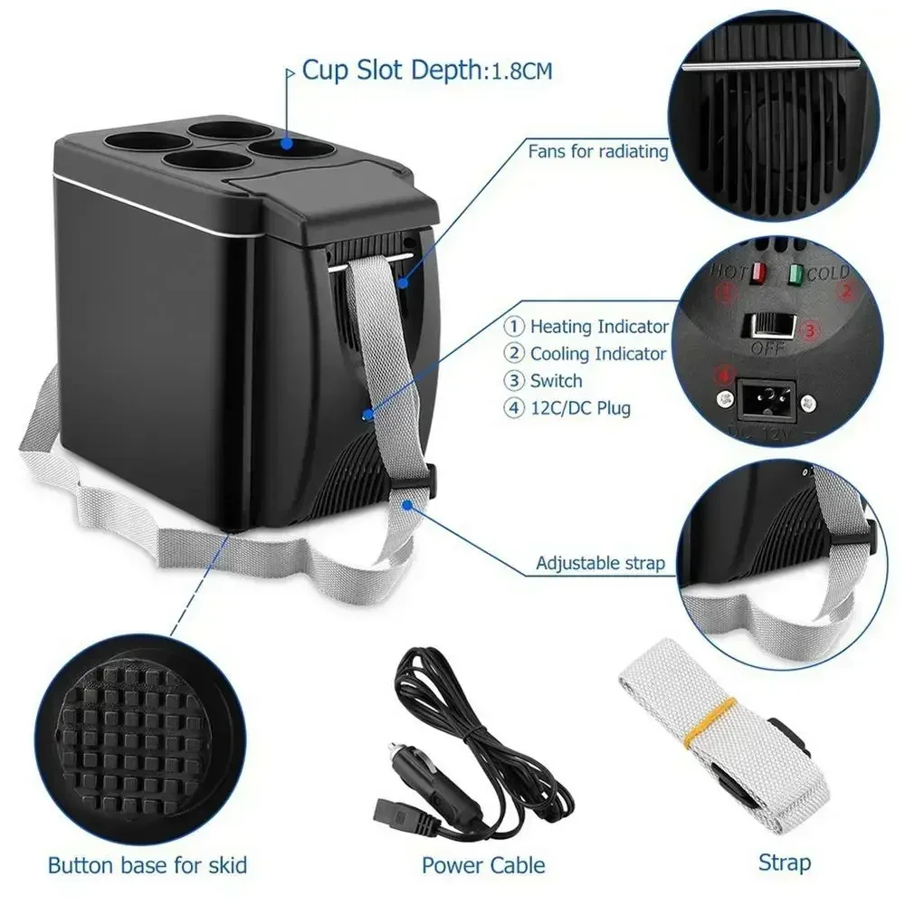 Mini refrigerador compacto portátil de 6L, refrigerador para coche de 12V, congelador para acampar, viajar, caja fría eléctrica, refrigerador de verano al aire libre Mini refrigerador compacto portátil de 6L, refrigerador para coche de 12V, congelador para acampar, viajar, caja fría eléctrica, refrigerador de verano al aire libre