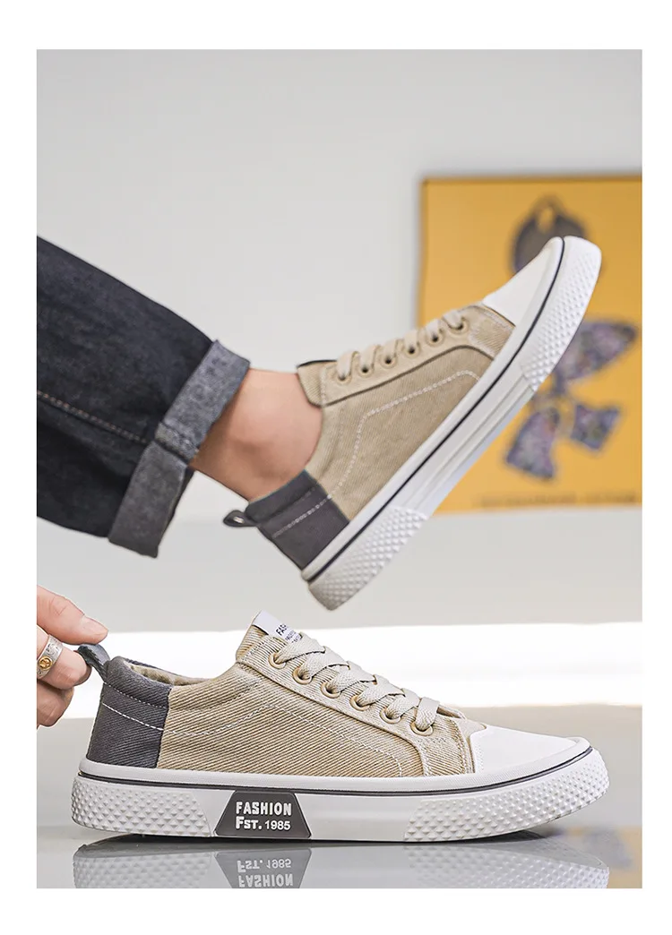 Zapatos de Skate de lona transpirables para hombre, zapatillas informales de suela suave, calzado deportivo antideslizante, ligero y vers&aacute;til, 37-48