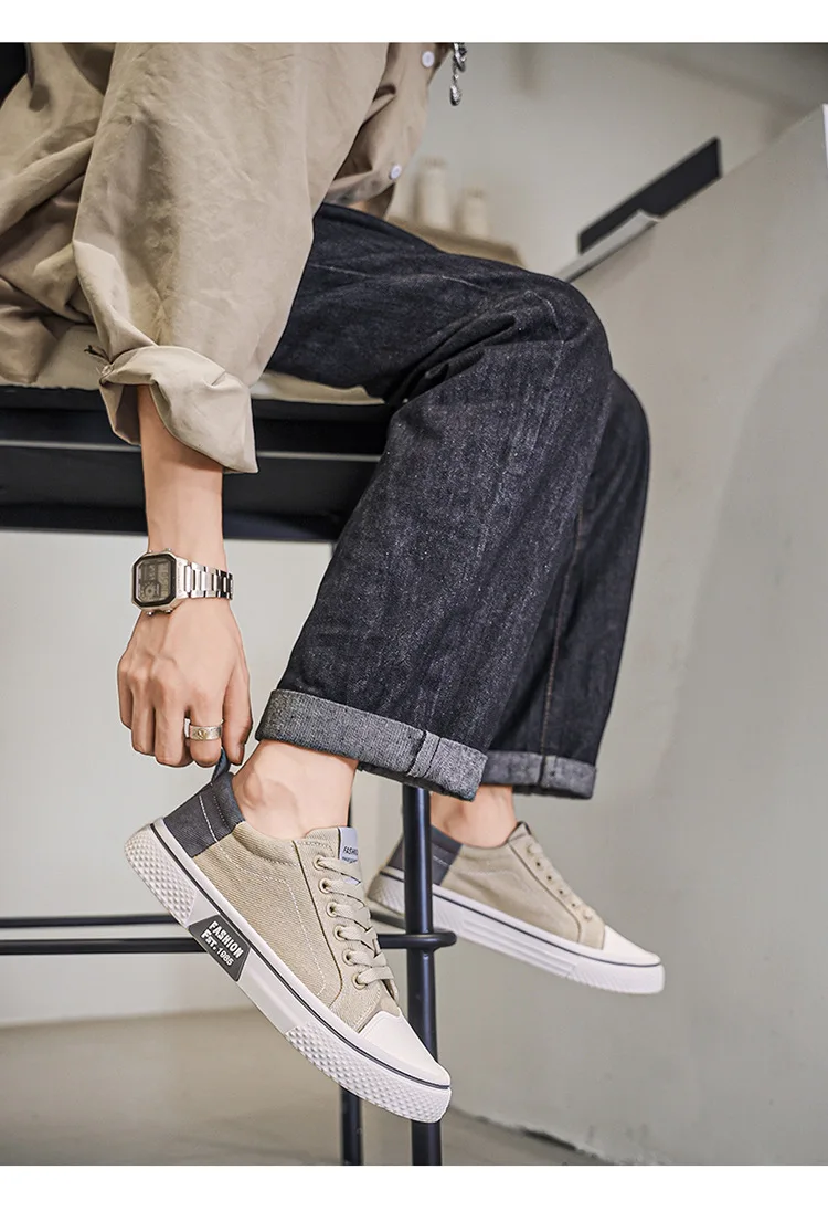 Zapatos de Skate de lona transpirables para hombre, zapatillas informales de suela suave, calzado deportivo antideslizante, ligero y vers&aacute;til, 37-48