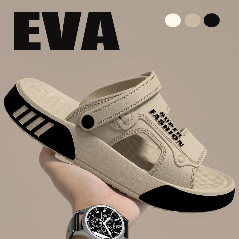 Zapatillas de hombre de verano EVA, sandalias deslizantes con plataforma de suela blanda, zapatos de playa para caminar en interiores y exteriores, chanclas, zapatos para el hogar para hombre