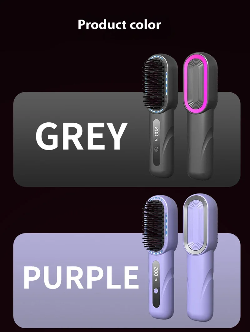 Peine de pelo rizado recto inal&aacute;mbrico, plancha de pelo de iones negativos con calefacci&oacute;n, cepillos el&eacute;ctricos para el cuidado del cabello antiescaldado recargables