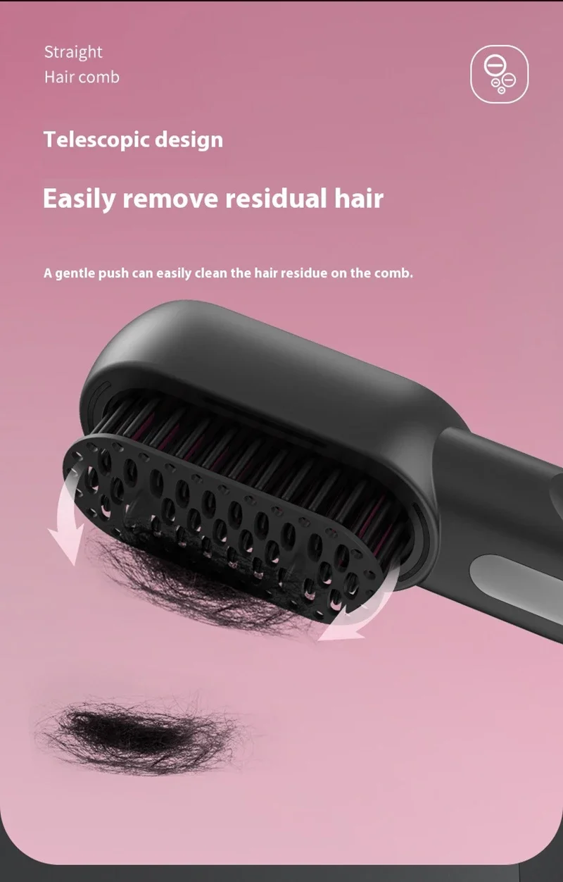 Peine de pelo rizado recto inal&aacute;mbrico, plancha de pelo de iones negativos con calefacci&oacute;n, cepillos el&eacute;ctricos para el cuidado del cabello antiescaldado recargables
