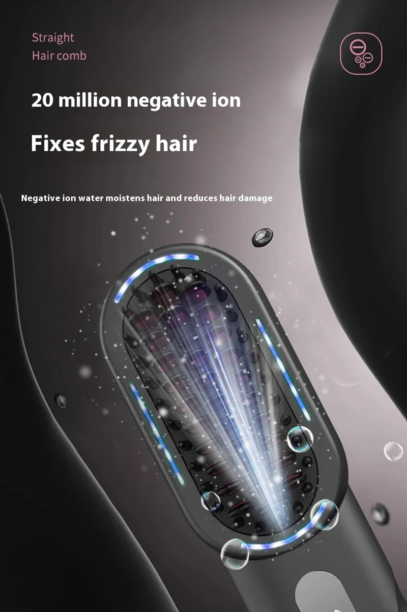 Peine de pelo rizado recto inal&aacute;mbrico, plancha de pelo de iones negativos con calefacci&oacute;n, cepillos el&eacute;ctricos para el cuidado del cabello antiescaldado recargables
