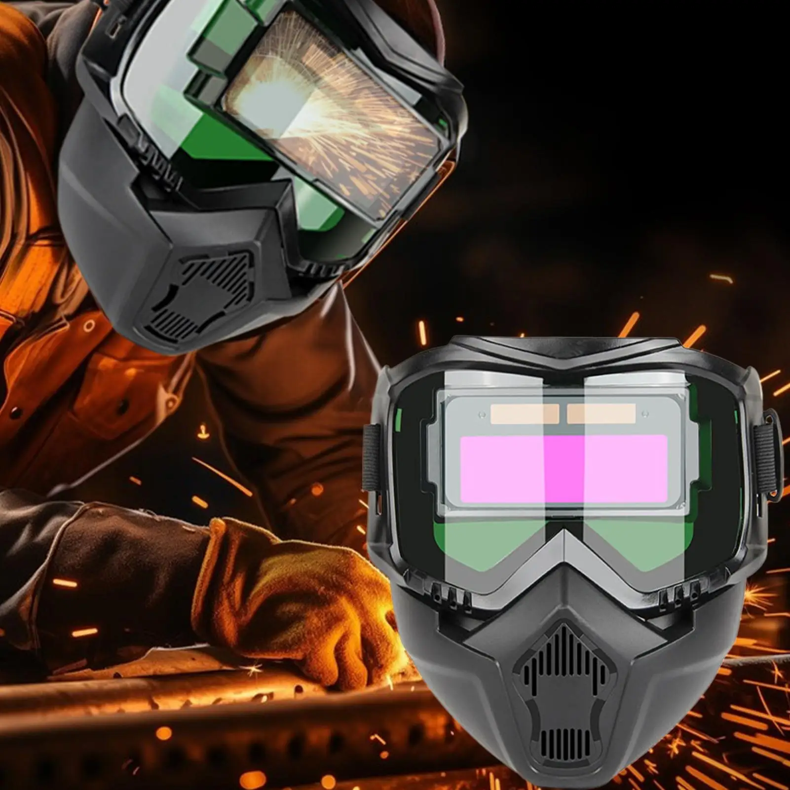 Casco de soldadura con oscurecimiento autom&aacute;tico, Protector de soldadura transpirable, Protector facial para soldador, capucha protectora de soldadura para pulir