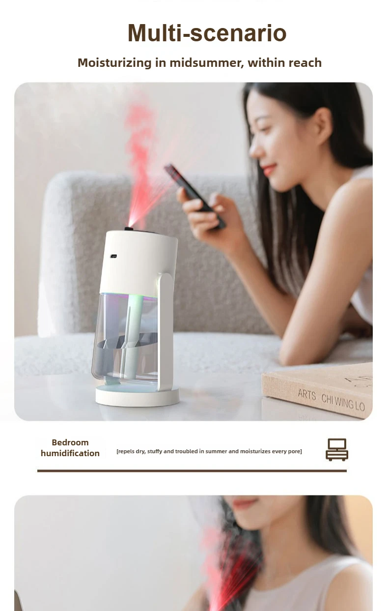 Humidificador de proyecci&oacute;n de cielo estrellado creativo, Mini humidificador de aire giratorio para coche con luz LED, difusor de Aroma el&eacute;ctrico USB para dormitorio