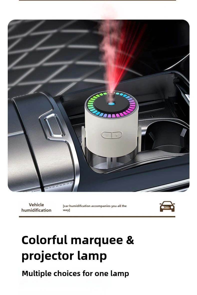 Humidificador de proyecci&oacute;n de cielo estrellado creativo, Mini humidificador de aire giratorio para coche con luz LED, difusor de Aroma el&eacute;ctrico USB para dormitorio