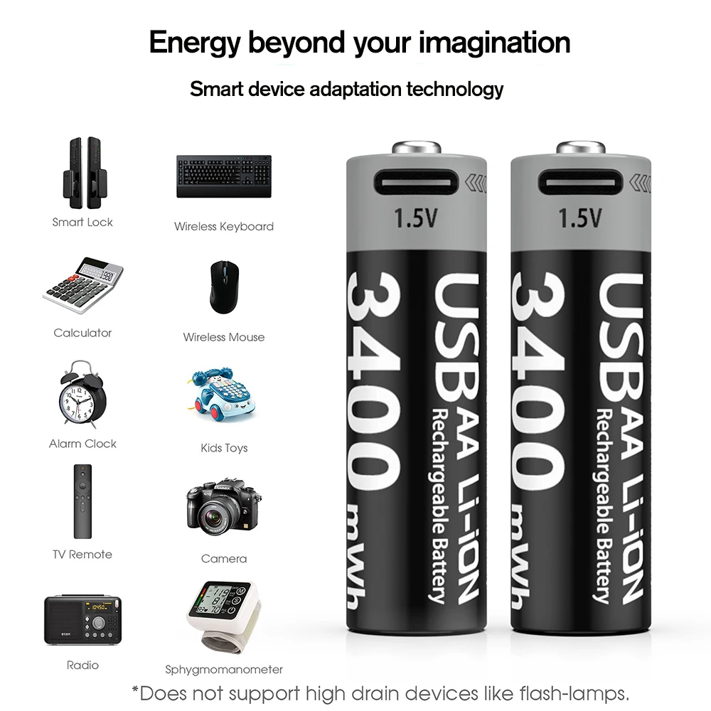 Kuugro Li-ion AAA y pilas recargables AA USB iones de litio 3400mWh 1,5 V AA baterías recargables + batería AAA de 1100mWh 1,5 V Kuugro Li-ion AAA y pilas recargables AA USB iones de litio 3400mWh 1,5 V AA baterías recargables + batería AAA de 1100mWh 1,5 V