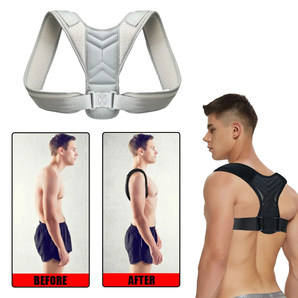 Corrector de postura de espalda, soporte de cuello ajustable, equipo de entrenamiento para el hogar y la Oficina, cintur&oacute;n corrector de soporte de hombro Postura para hombre y mujer
