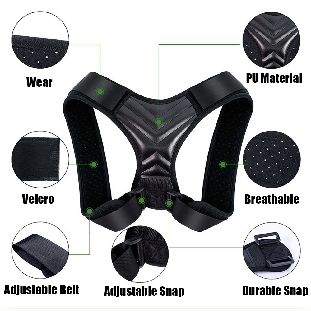 Corrector de postura de espalda, soporte de cuello ajustable, equipo de entrenamiento para el hogar y la Oficina, cintur&oacute;n corrector de soporte de hombro Postura para hombre y mujer