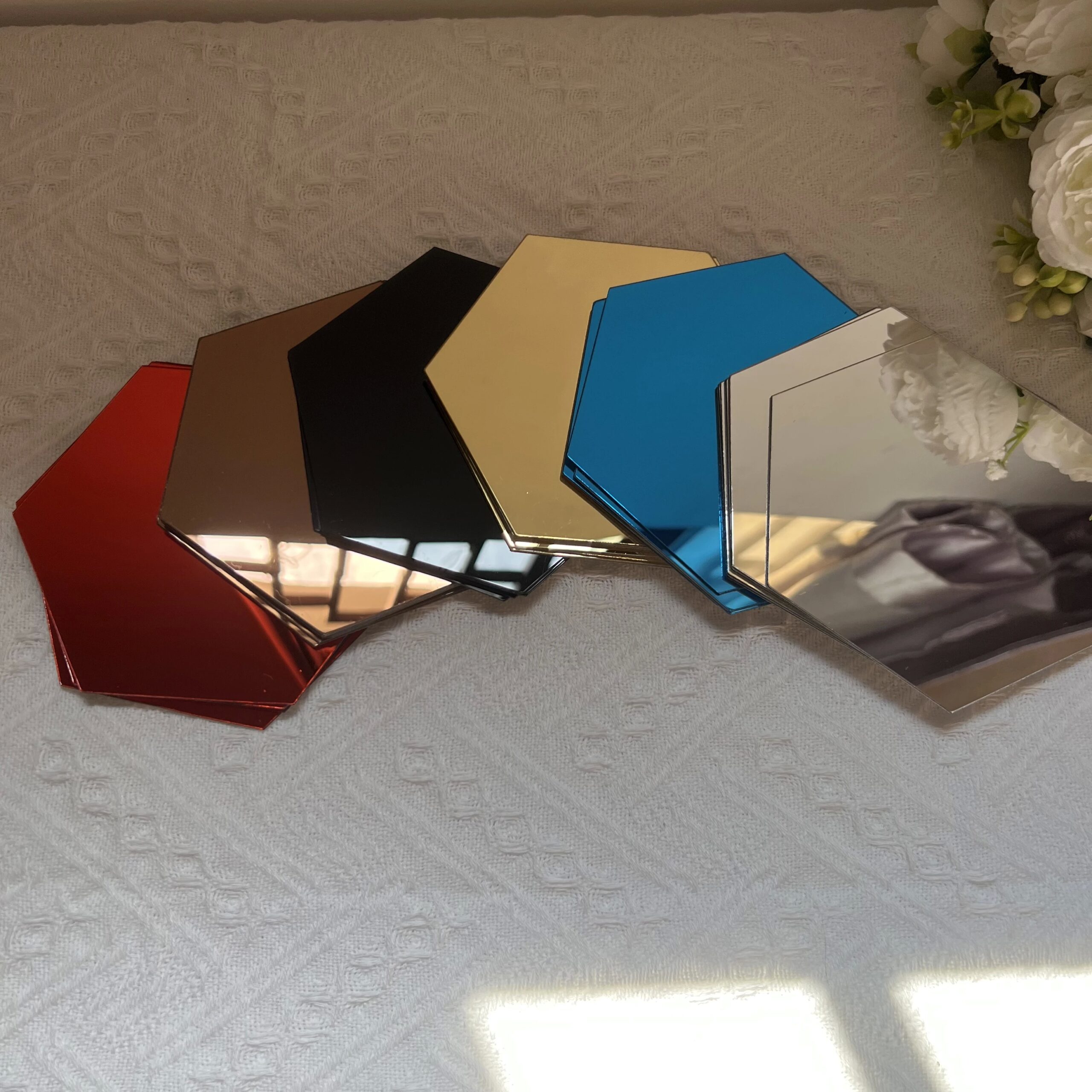 6/12 Uds. Adhesivo de pared con espejo hexagonal 3D, oro rosa, bricolaje, fondo de TV, pegatinas para el sal&oacute;n, decoraci&oacute;n de pared, dormitorio, ba&ntilde;o, decoraci&oacute;n del hogar