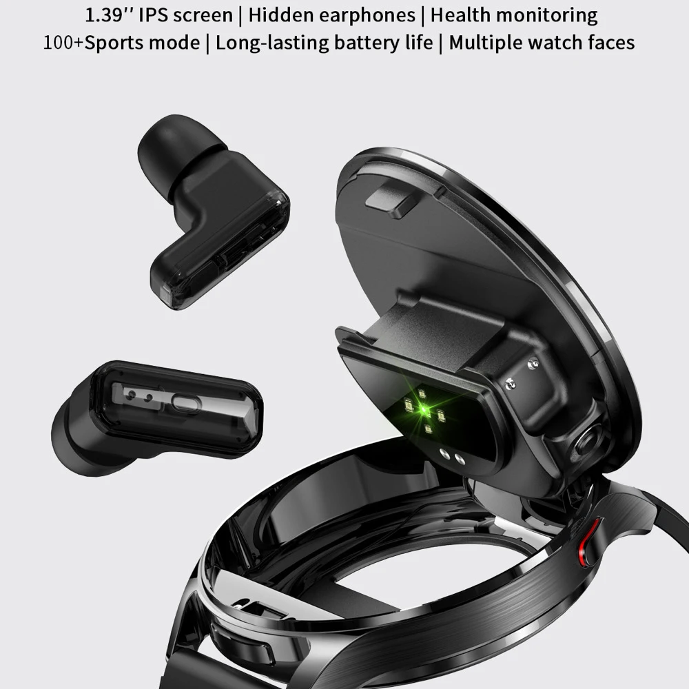 2 en 1 TWS auriculares reloj inteligente 1,39 “hombres mujeres deporte Fitness ritmo cardíaco salud relojes auriculares reducción de ruido música Smartwatch 2 en 1 TWS auriculares reloj inteligente 1,39