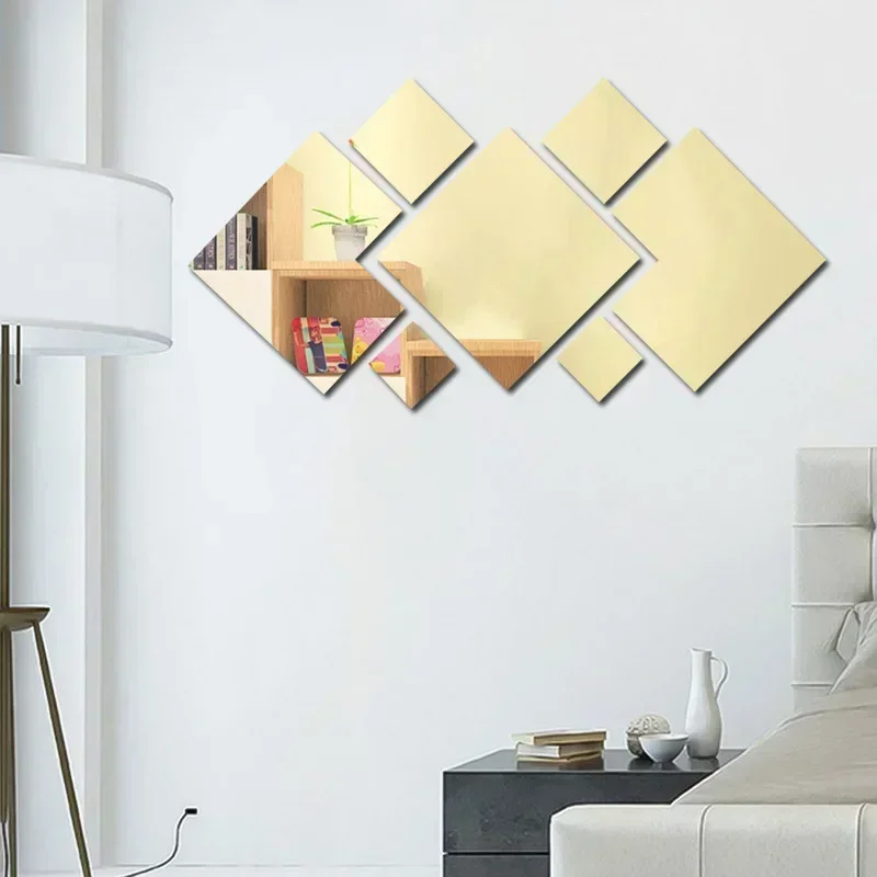 Espejo acr&iacute;lico 3D para mejorar el hogar, costuras irregulares, pegatinas de pared DIY para sala de estar, dormitorio, pegatinas de decoraci&oacute;n del hogar