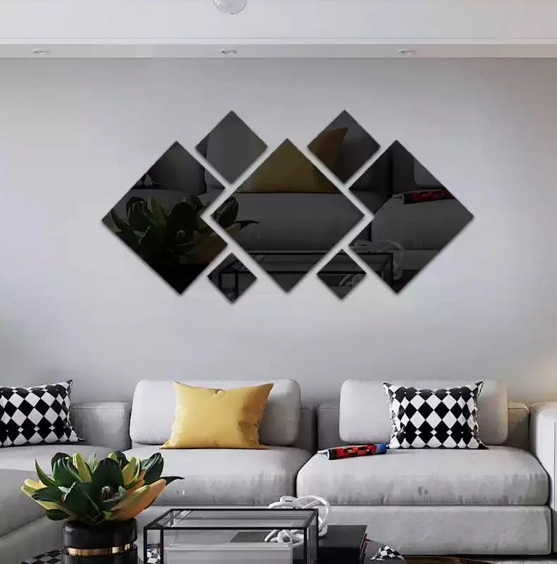 Espejo acr&iacute;lico 3D para mejorar el hogar, costuras irregulares, pegatinas de pared DIY para sala de estar, dormitorio, pegatinas de decoraci&oacute;n del hogar