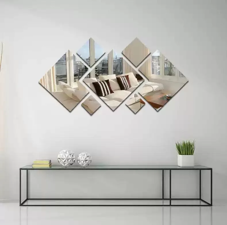 Espejo acr&iacute;lico 3D para mejorar el hogar, costuras irregulares, pegatinas de pared DIY para sala de estar, dormitorio, pegatinas de decoraci&oacute;n del hogar