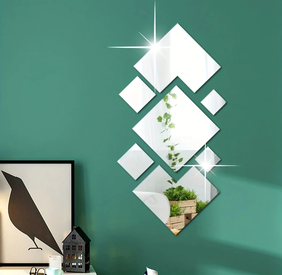 Espejo acr&iacute;lico 3D para mejorar el hogar, costuras irregulares, pegatinas de pared DIY para sala de estar, dormitorio, pegatinas de decoraci&oacute;n del hogar