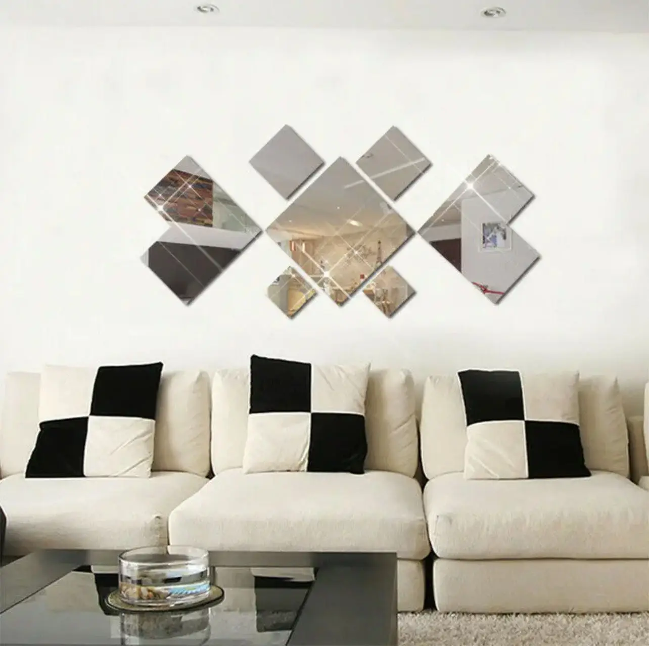 Espejo acr&iacute;lico 3D para mejorar el hogar, costuras irregulares, pegatinas de pared DIY para sala de estar, dormitorio, pegatinas de decoraci&oacute;n del hogar