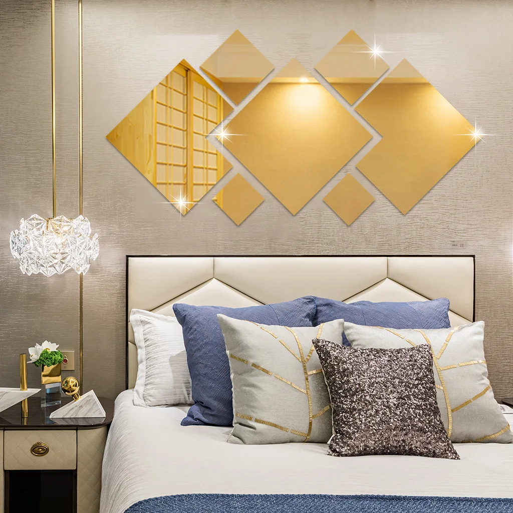 Espejo acr&iacute;lico 3D para mejorar el hogar, costuras irregulares, pegatinas de pared DIY para sala de estar, dormitorio, pegatinas de decoraci&oacute;n del hogar