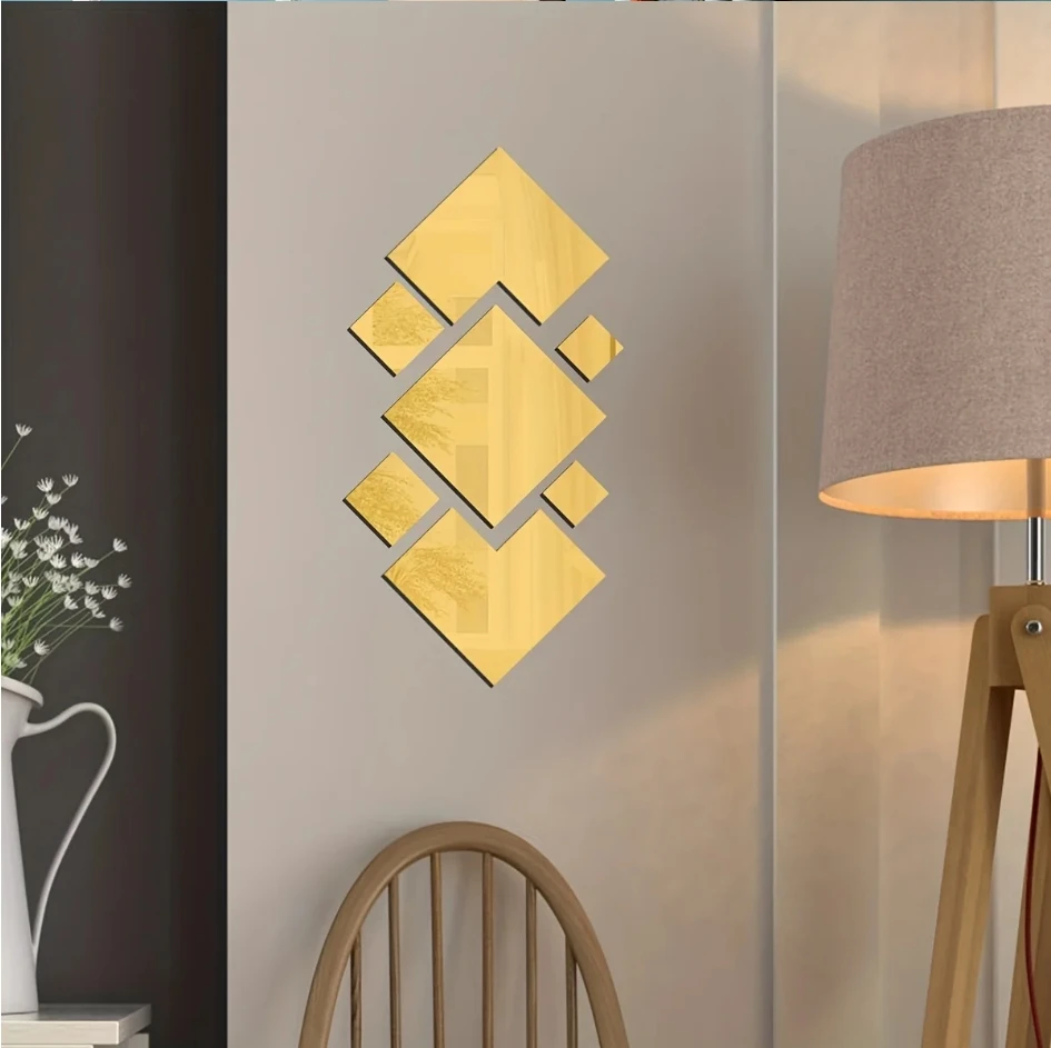 Espejo acr&iacute;lico 3D para mejorar el hogar, costuras irregulares, pegatinas de pared DIY para sala de estar, dormitorio, pegatinas de decoraci&oacute;n del hogar