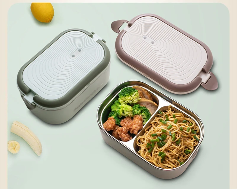 Fiambrera el&eacute;ctrica de 220V y 110V, calentador de alimentos de acero inoxidable, caja Bento con calefacci&oacute;n, 1L, enchufe UE EE. UU., calentador termost&aacute;tico para escuela y oficina, 18W