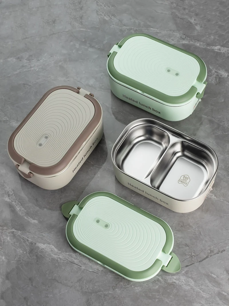 Fiambrera el&eacute;ctrica de 220V y 110V, calentador de alimentos de acero inoxidable, caja Bento con calefacci&oacute;n, 1L, enchufe UE EE. UU., calentador termost&aacute;tico para escuela y oficina, 18W