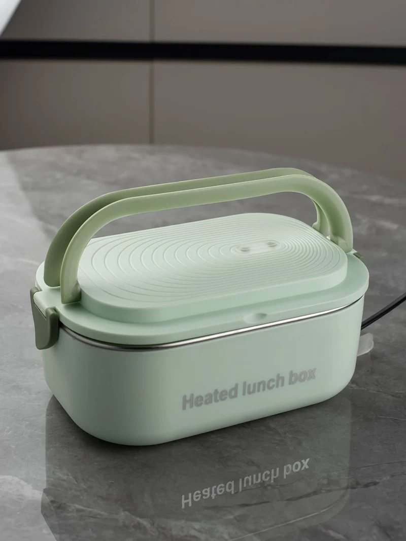 Fiambrera el&eacute;ctrica de 220V y 110V, calentador de alimentos de acero inoxidable, caja Bento con calefacci&oacute;n, 1L, enchufe UE EE. UU., calentador termost&aacute;tico para escuela y oficina, 18W