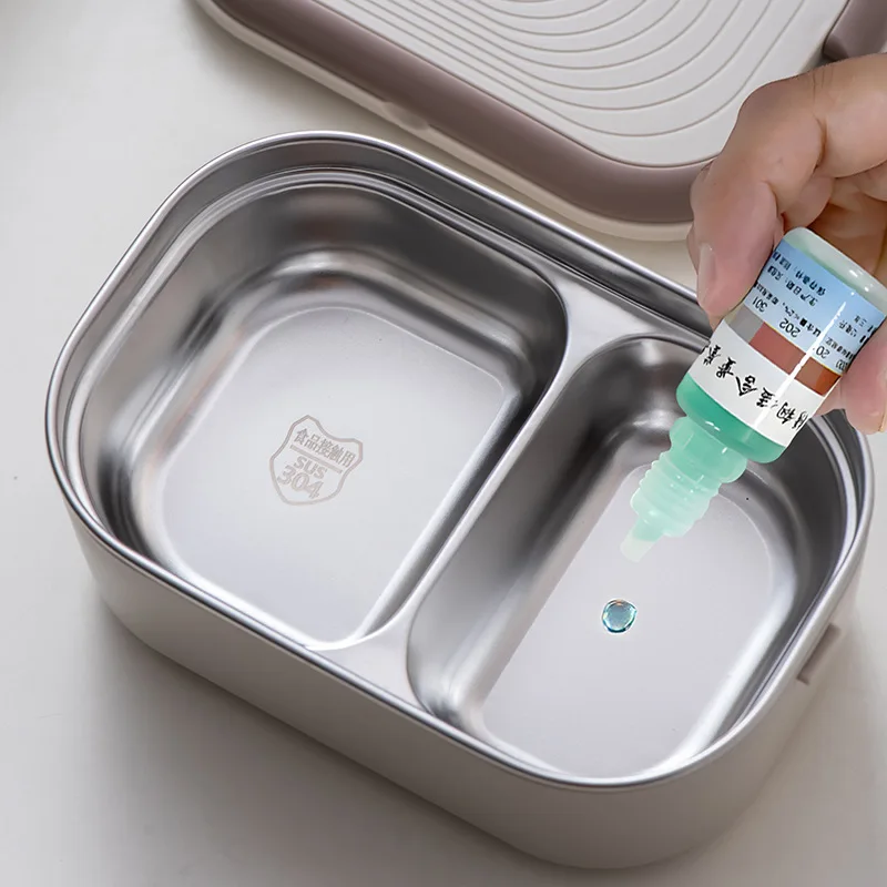 Fiambrera el&eacute;ctrica de 220V y 110V, calentador de alimentos de acero inoxidable, caja Bento con calefacci&oacute;n, 1L, enchufe UE EE. UU., calentador termost&aacute;tico para escuela y oficina, 18W