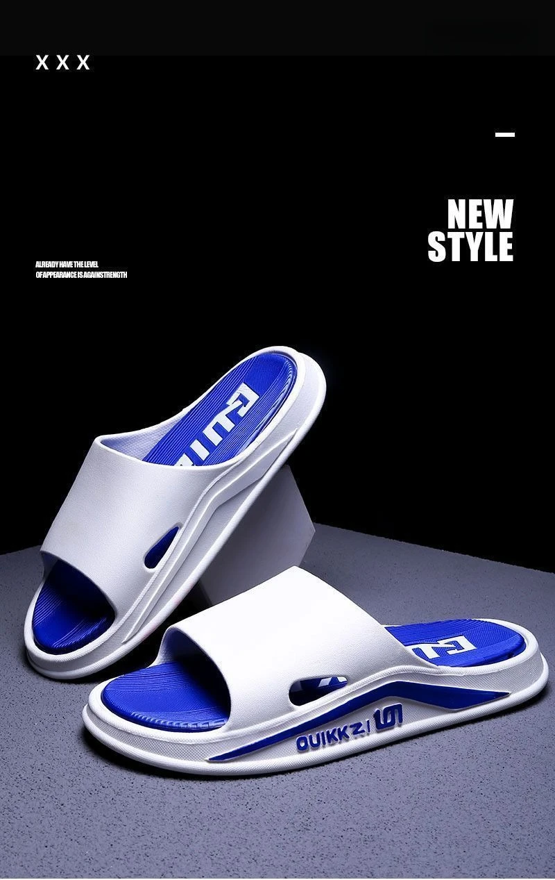 Zapatillas de moda para hombre, chanclas antideslizantes de suela blanda de PVC para hombre, sandalias de playa con parte inferior gruesa para exteriores, zapatillas de ba&ntilde;o para el hogar para parejas