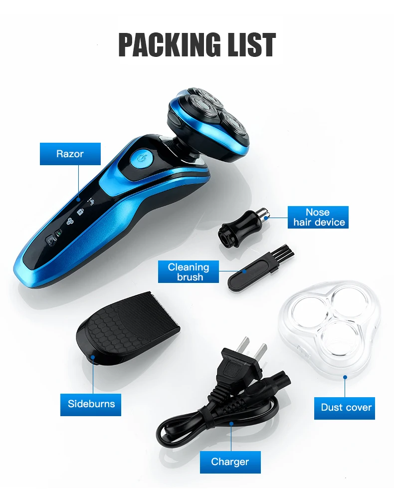 Afeitadora el&eacute;ctrica, Afeitadora rotativa, maquinilla de afeitar el&eacute;ctrica, recortadora de barba, cortadora de pelo recargable, cortadora para hombres, resistente al agua