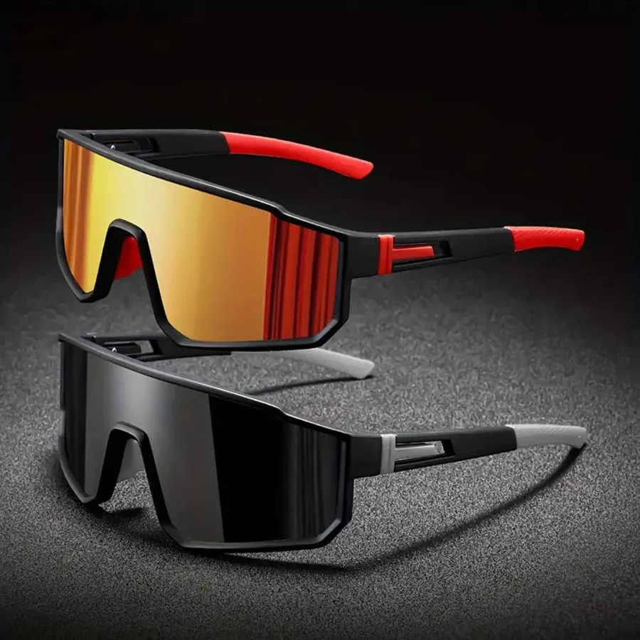 Gafas de ciclismo de gran tama&ntilde;o para hombre, gafas de sol con revestimiento colorido a prueba de viento para bicicleta, deportes al aire libre, motocicleta