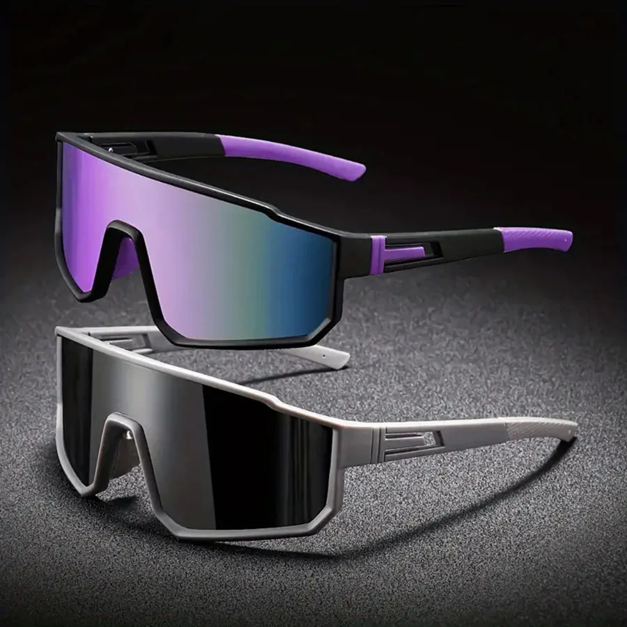 Gafas de ciclismo de gran tama&ntilde;o para hombre, gafas de sol con revestimiento colorido a prueba de viento para bicicleta, deportes al aire libre, motocicleta