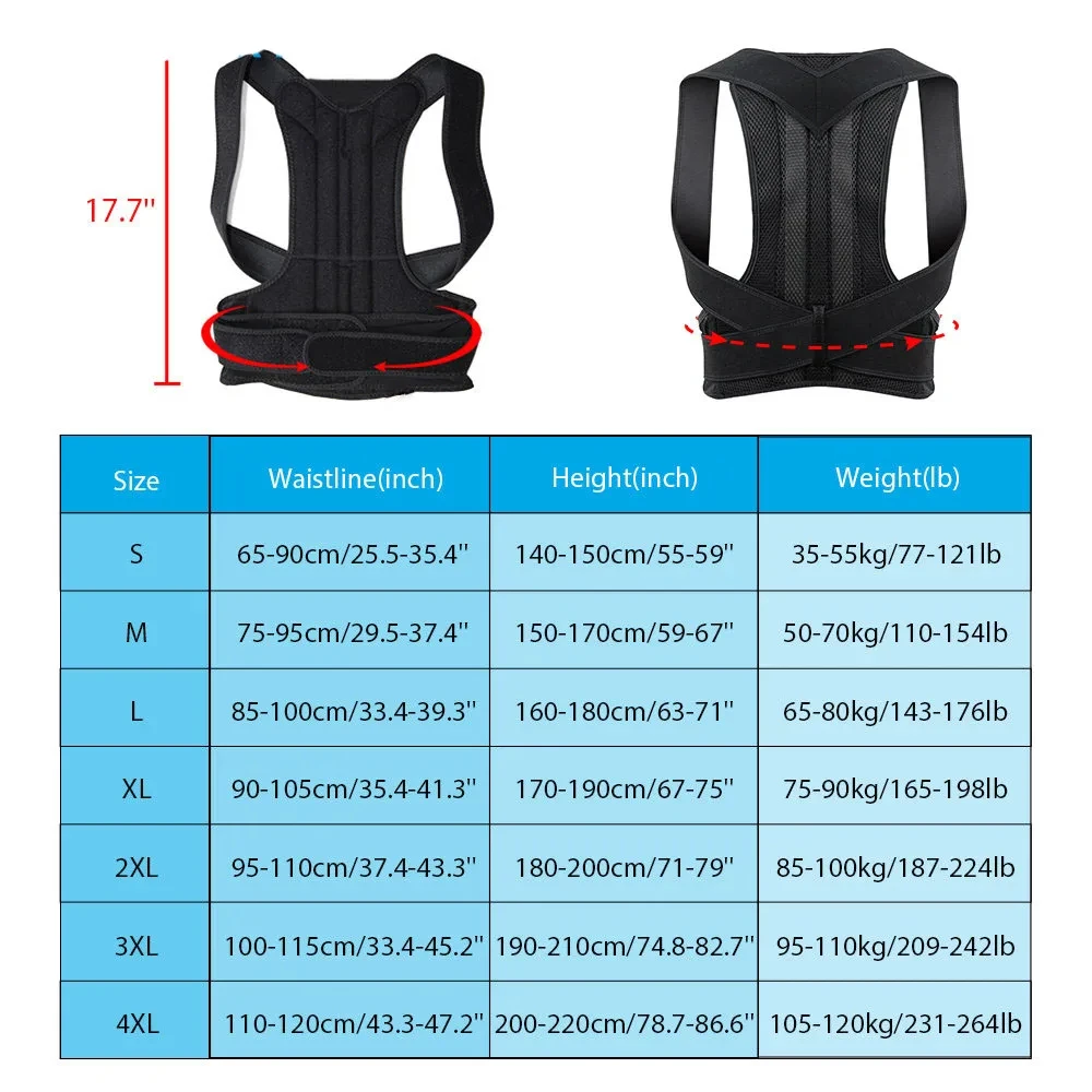 Nuevo Corrector de postura para la parte superior de la espalda, Corrector de soporte para clav&iacute;cula, Corrector de correa para hombros rectos y espalda