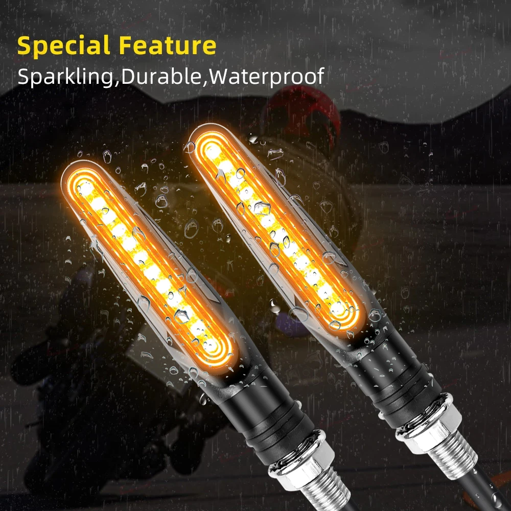 Intermitentes Led para motocicleta, indicadores direccionales, luz intermitente de freno trasero, l&aacute;mpara DRL para motocicleta