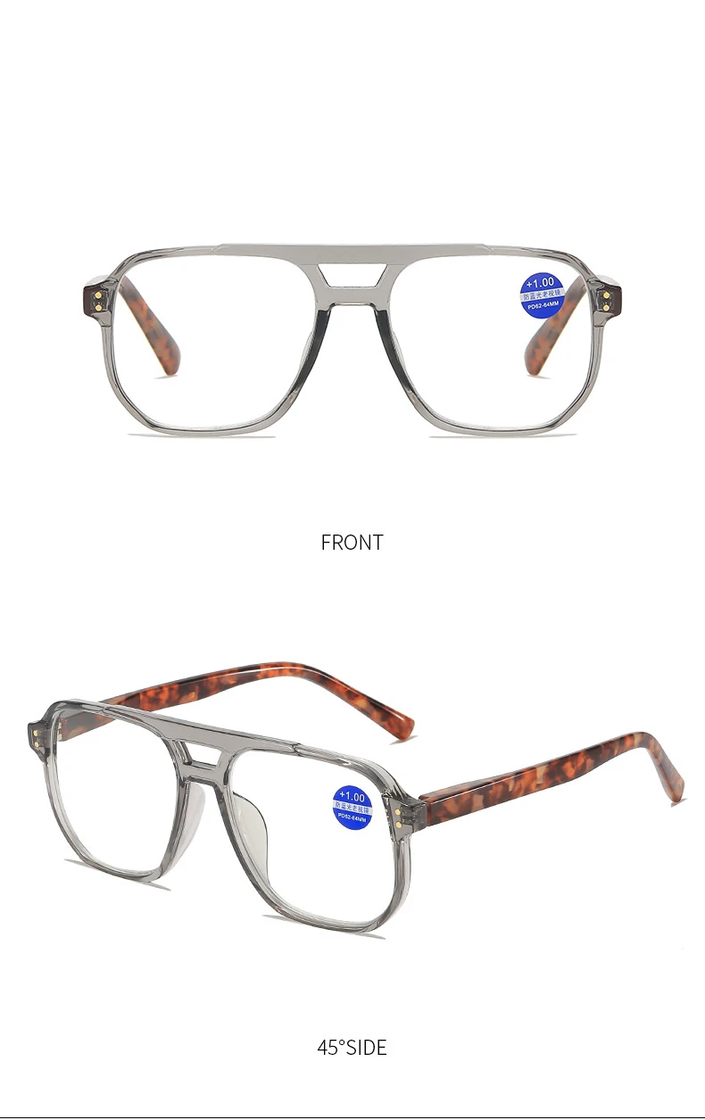 Nuevas gafas de lectura de moda para hombres con patas de resorte y sin diseño de sujeción facial, gafas antiluz azul para presbicia e hipermetropía Nuevas gafas de lectura de moda para hombres con patas de resorte y sin diseño de sujeción facial, gafas antiluz azul para presbicia e hipermetropía