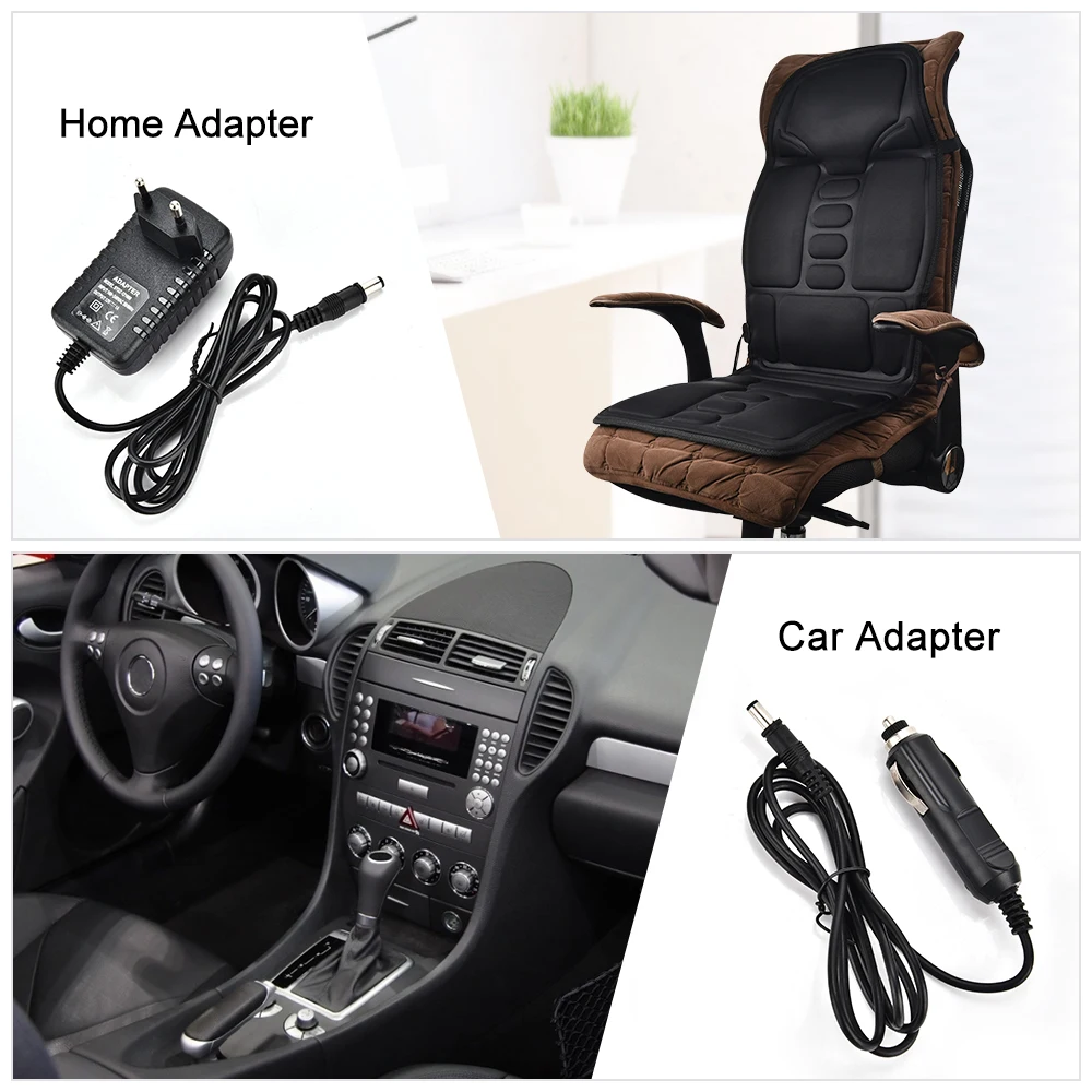 Masajeador de espalda el&eacute;ctrico, silla de masaje, coj&iacute;n con calefacci&oacute;n, vibraci&oacute;n, coche, hogar, oficina, colch&oacute;n lumbar para el cuello, alivio del dolor