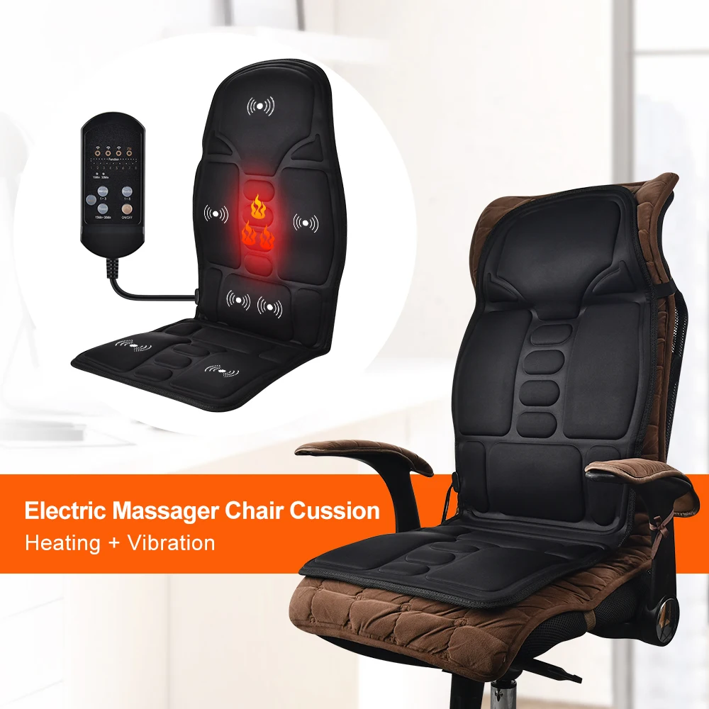 Masajeador de espalda eléctrico, silla de masaje, cojín con calefacción, vibración, coche, hogar, oficina, colchón Lumbar para el cuello, alivio del dolor Masajeador de espalda eléctrico, silla de masaje, cojín con calefacción, vibración, coche, hogar, oficina, colchón Lumbar para el cuello, alivio del dolor