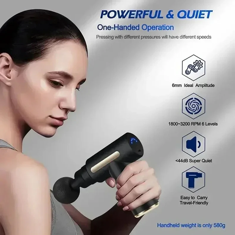 Nueva pistola de masaje de Fascia port&aacute;til, Mini pistola de masaje de pies y cuello de tejido profundo, equipo de masaje de cuerpo entero de velocidad ajustable ligero