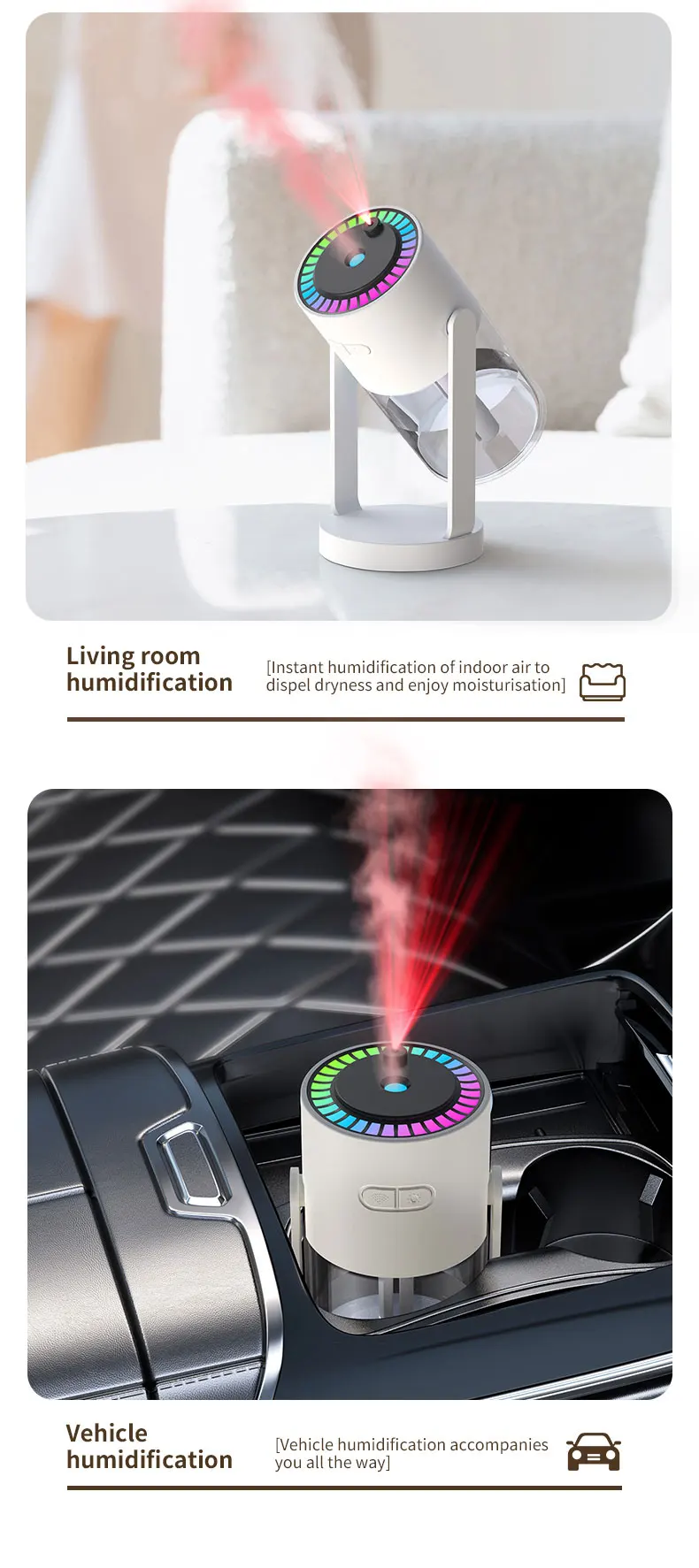 Humidificador de aire de escritorio para coche, proyecci&oacute;n de cielo estrellado, humidificador con cabezal m&oacute;vil, hidrataci&oacute;n creativa, m&aacute;quina con cabezal m&oacute;vil en aerosol USB