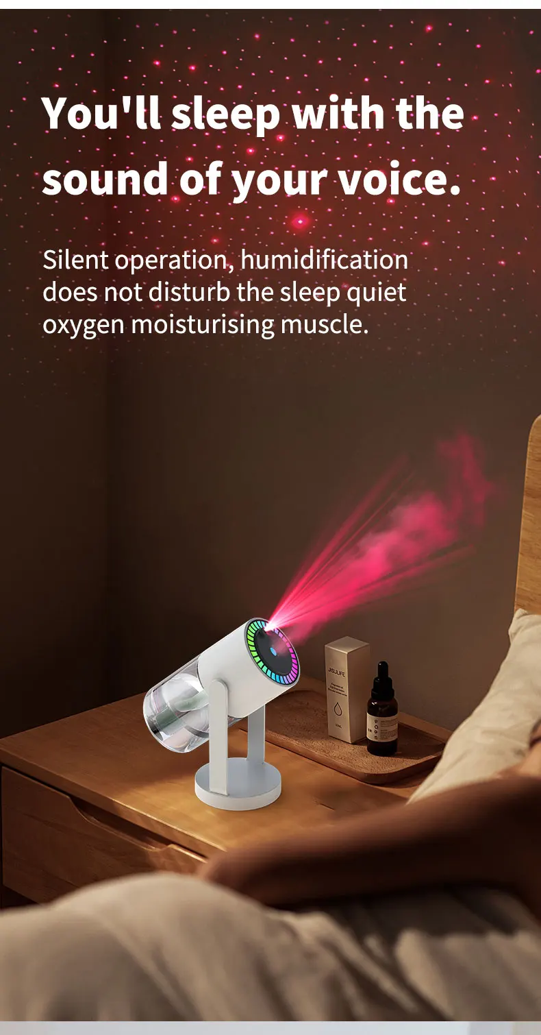 Humidificador de aire de escritorio para coche, proyecci&oacute;n de cielo estrellado, humidificador con cabezal m&oacute;vil, hidrataci&oacute;n creativa, m&aacute;quina con cabezal m&oacute;vil en aerosol USB