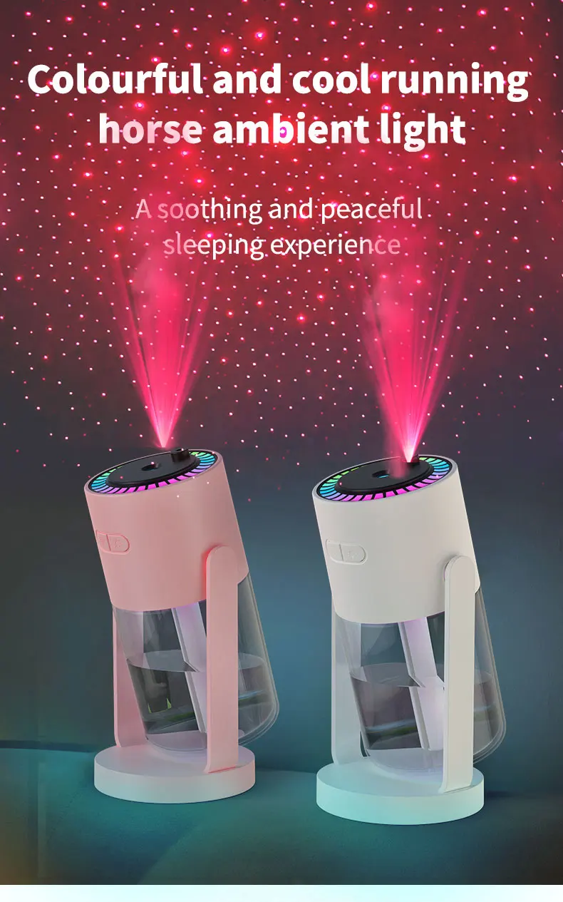 Humidificador de aire de escritorio para coche, proyecci&oacute;n de cielo estrellado, humidificador con cabezal m&oacute;vil, hidrataci&oacute;n creativa, m&aacute;quina con cabezal m&oacute;vil en aerosol USB