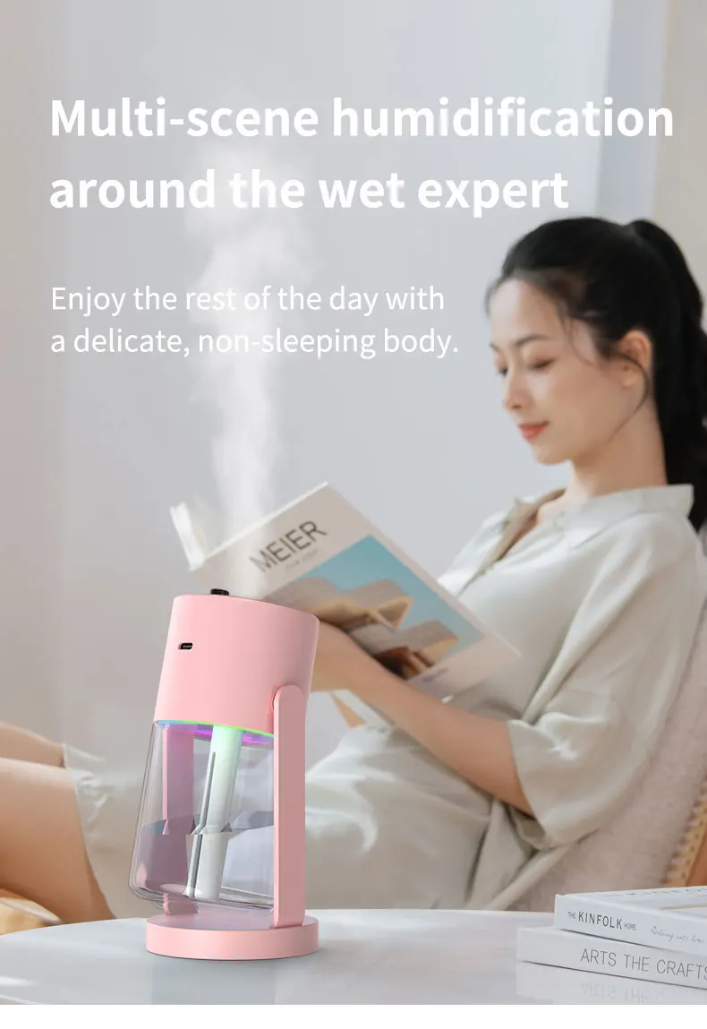 Humidificador de aire de escritorio para coche, proyecci&oacute;n de cielo estrellado, humidificador con cabezal m&oacute;vil, hidrataci&oacute;n creativa, m&aacute;quina con cabezal m&oacute;vil en aerosol USB