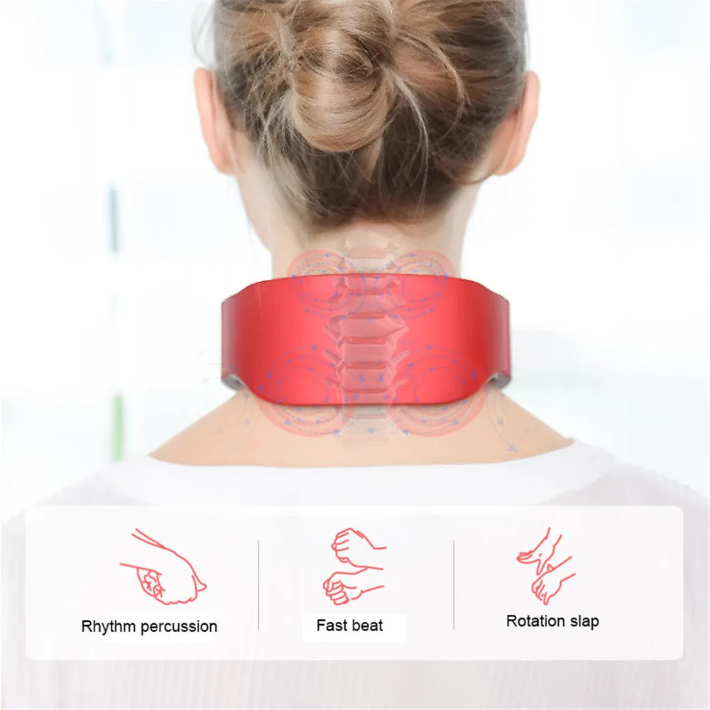 Masajeador el&eacute;ctrico de pulso para cuello y hombros, 6 modos, 9 niveles, calor ajustable, v&eacute;rtebra cervical, relajaci&oacute;n, alivio del dolor, amasadora