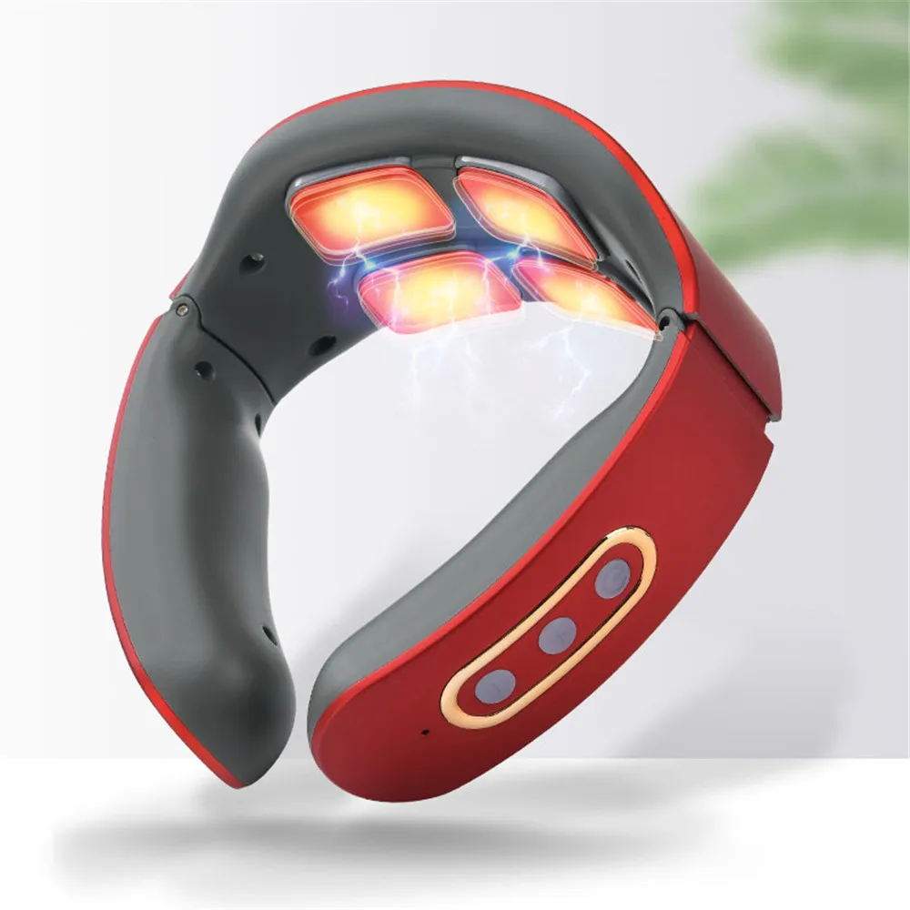 Masajeador el&eacute;ctrico de pulso para cuello y hombros, 6 modos, 9 niveles, calor ajustable, v&eacute;rtebra cervical, relajaci&oacute;n, alivio del dolor, amasadora