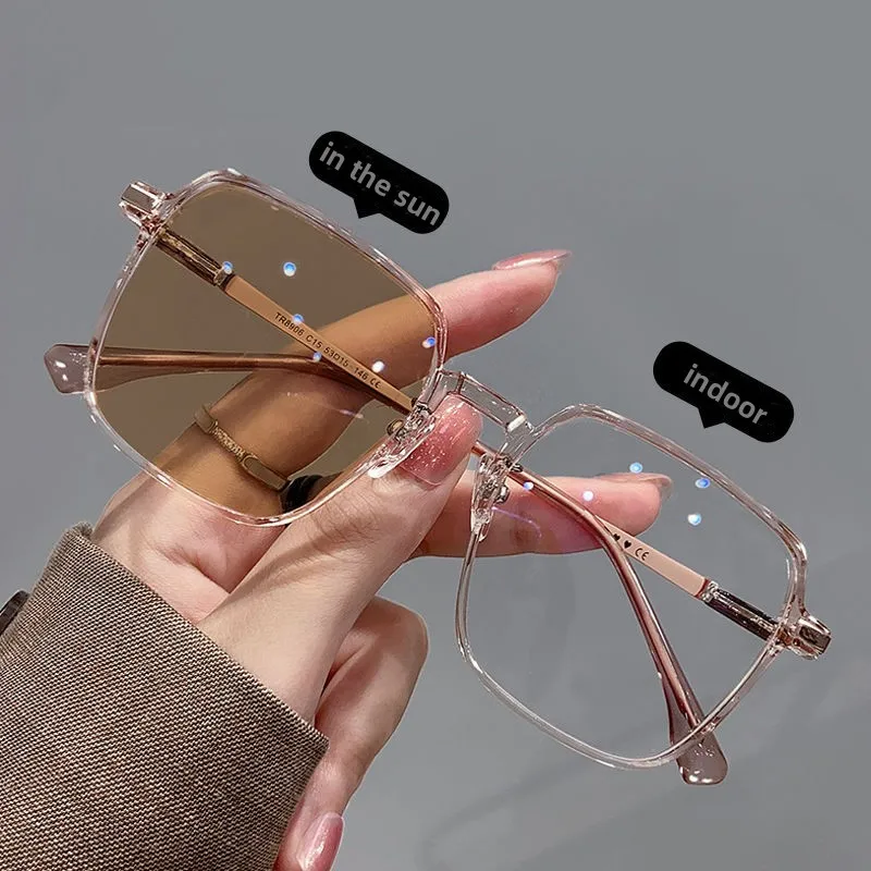 Nuevo estilo, gafas fotocrom&aacute;ticas para miop&iacute;a, gafas que cambian de color para hombres y mujeres, gafas de sol Anti UV, gafas de lujo para miop&iacute;a 0 ~-6.0