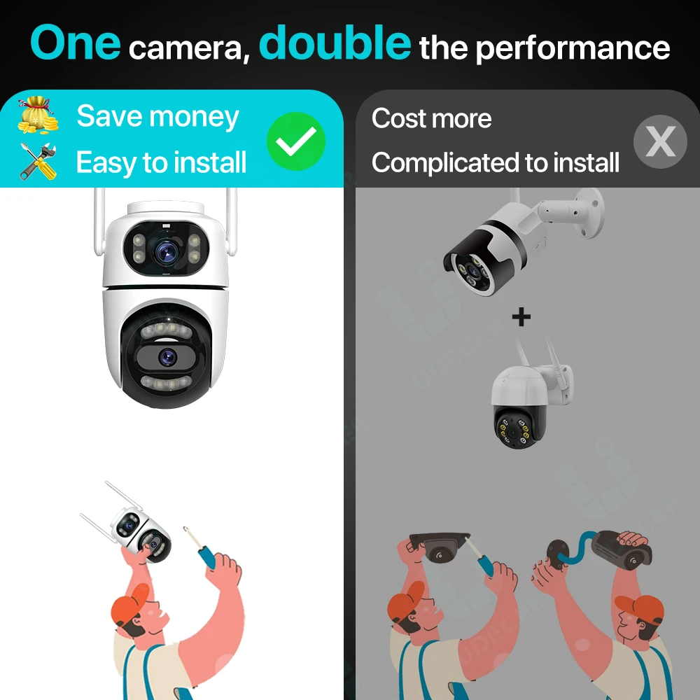 C&aacute;mara PTZ de 8MP, 4K, HD, Wifi, aplicaci&oacute;n iCsee, lente Dual, pantallas duales, c&aacute;mara IP de videovigilancia, seguimiento Ai, CCTV de seguridad para el hogar al aire libre