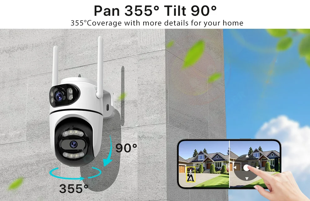 C&aacute;mara PTZ de 8MP, 4K, HD, Wifi, aplicaci&oacute;n iCsee, lente Dual, pantallas duales, c&aacute;mara IP de videovigilancia, seguimiento Ai, CCTV de seguridad para el hogar al aire libre
